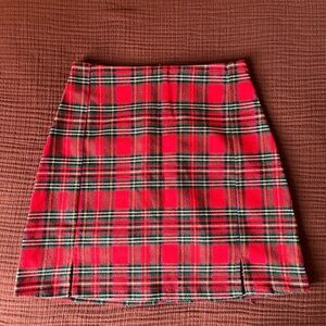 John Galt Red Plaid Mini-Skirt
